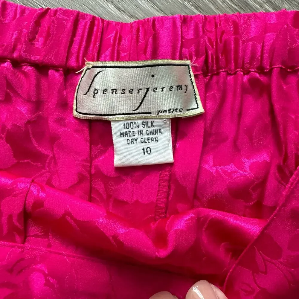 Spenser Jeremy Petites Vintage 90's Bright Pink Silk Skirt Size 10 - Picture 3 of 9